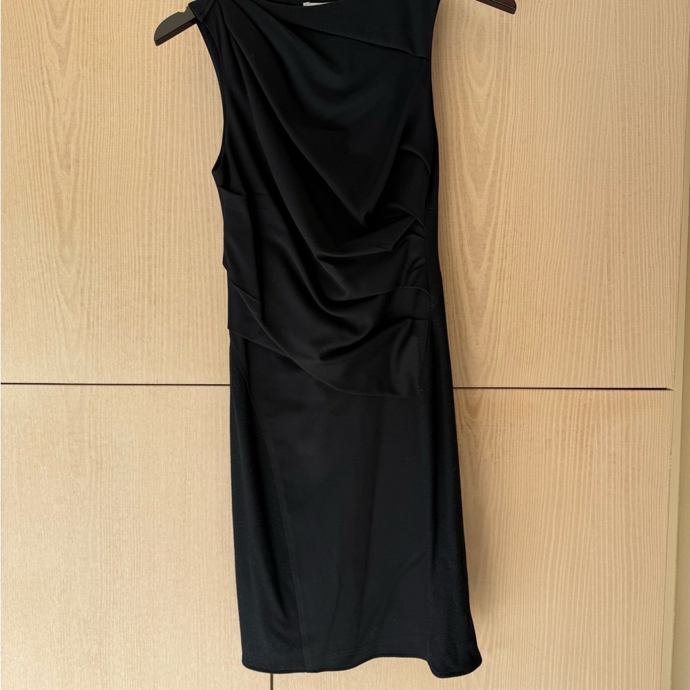 Helmut Lang Black Draped One-Shoulder Mini Dress